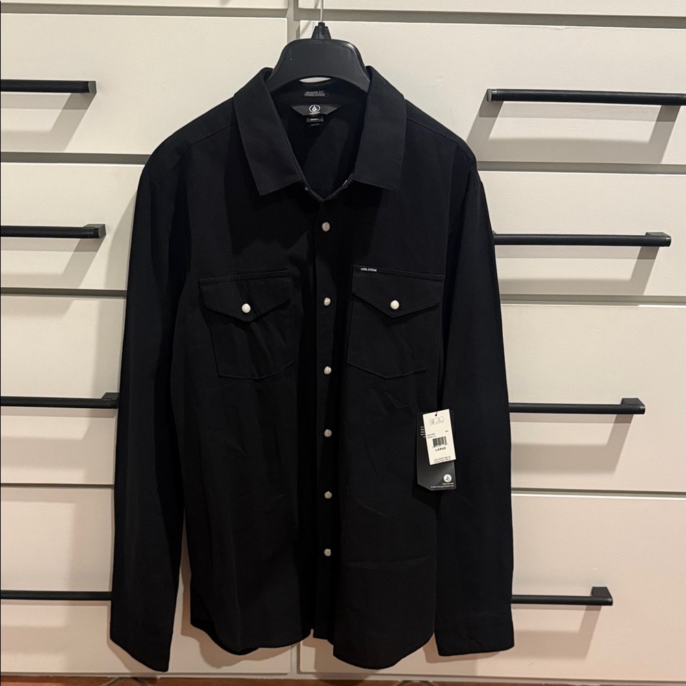 Volcom Hayes Black Long Sleeve Shirt NWT Size L